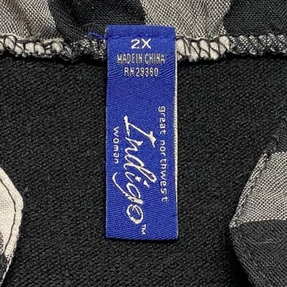 Great Northwest Indigo Layered Cardigan Women's 2X Black White Plaid Blouse GUC - Picture 8 of 8